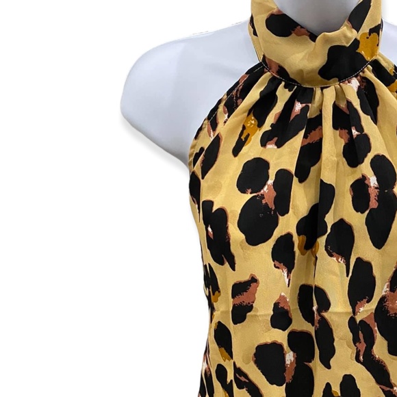 Sleeveless blouse top cheetah spot high neck spring summer fashion - Picture 5 of 5
